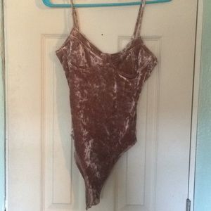 Forever 21 bodysuit pink crushed velvet